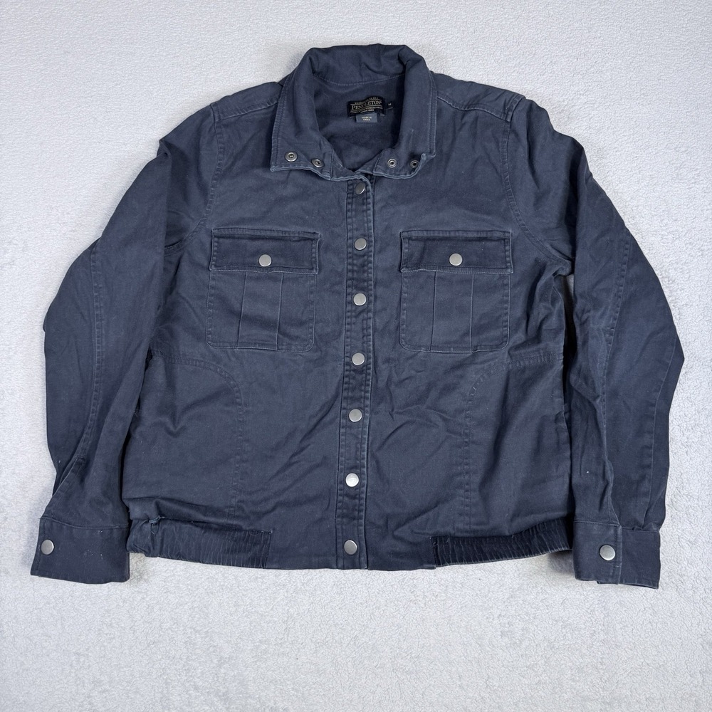 Pendleton Navy Stretch Tensel/Cotton Snap Closure Jacket in Size Medium
